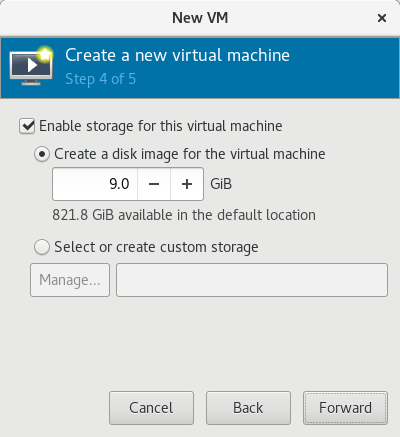 Creating VM's disk using Virt Manager