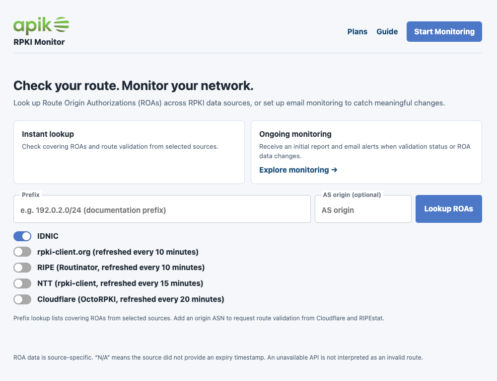 RPKI Monitor Homepage